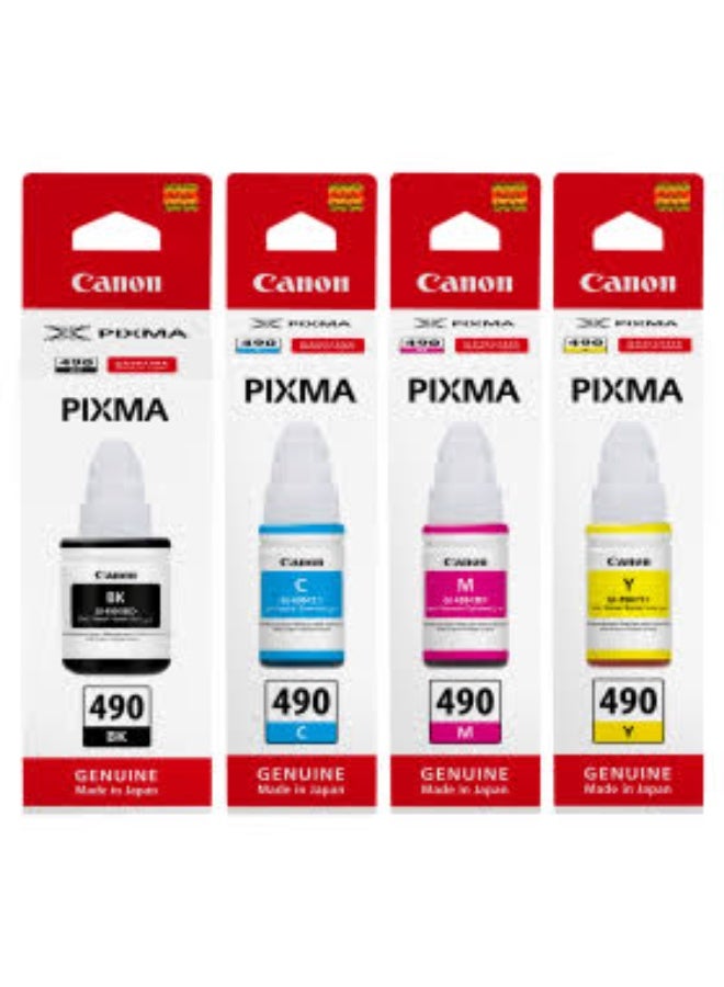 Canon GI-490 Original Ink Bottle Set Black, Cyan, Yellow, Magenta - Image 3