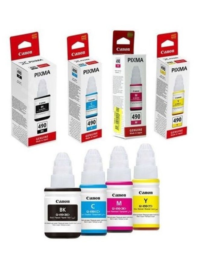Canon GI-490 Original Ink Bottle Set Black, Cyan, Yellow, Magenta - Image 2