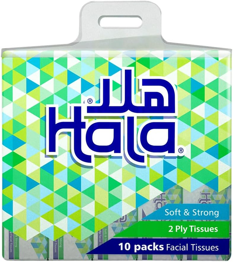 Hala Facial Tissues pack of 10 boxes, 160 Sheets X 2Ply, White Package design may vary - Image 3