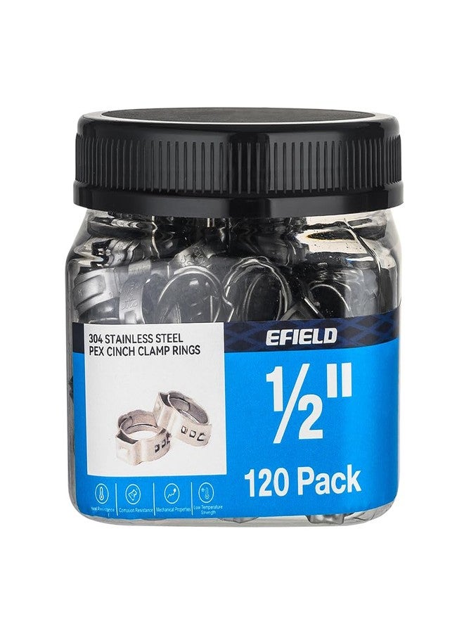 EFIELD 120-Pack EFIELD 1/2-inch Stainless Steel Pex Cinch Clamp Rings for Pex Tubing Pipes,(CLAMP026) - Image 1