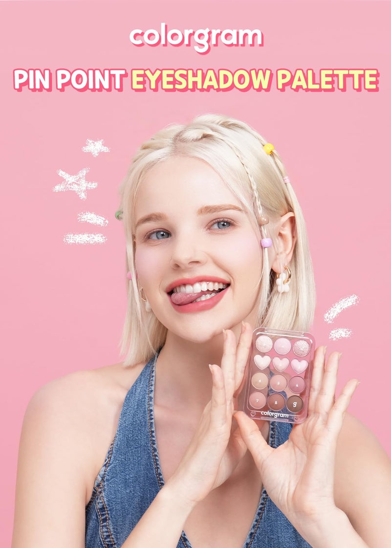 COLORGRAM Pin Point Eyeshadow Palette 03 Pink+Lavender | Ultra-Blendable Matte, Glitter, Shimmer Shades for Daily Makeup | K-Beauty Eye Palette with Easy-to-Use Calculator Design - Image 2