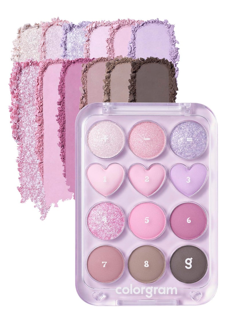 COLORGRAM Pin Point Eyeshadow Palette 03 Pink+Lavender | Ultra-Blendable Matte, Glitter, Shimmer Shades for Daily Makeup | K-Beauty Eye Palette with Easy-to-Use Calculator Design - Image 1
