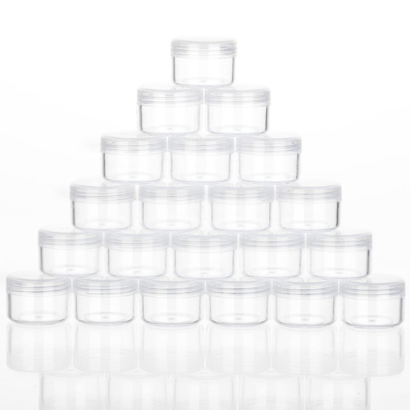 ZEJIA 5 Gram Sample Containers with Lids, Mini Makeup Containers, Empty Plastic Travel Cosmetic Containers with Labels(25 Count, Clear Lid) - Image 1