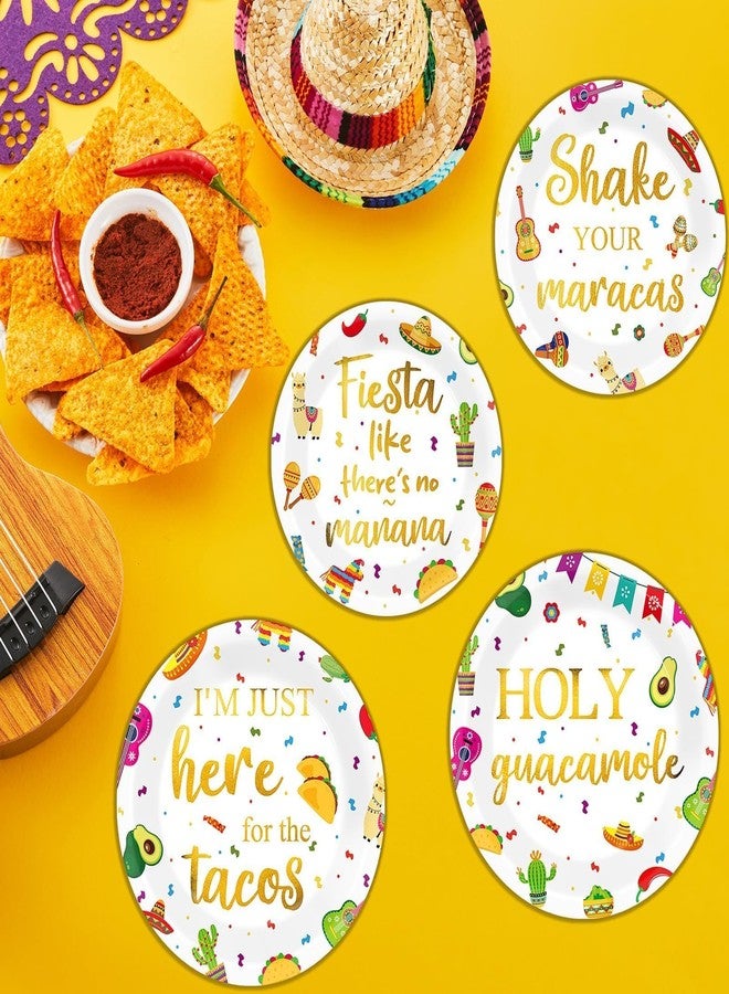 ojustbeok 48Pcs Mexican Fiesta Party Plates Taco Fiesta Party Decorations Dia De Los Muertos Tableware Parties Supplies Mexican Themed Dessert Plates for Boys Girls Colorful Parties Favor Serves 24 Guests - Image 4