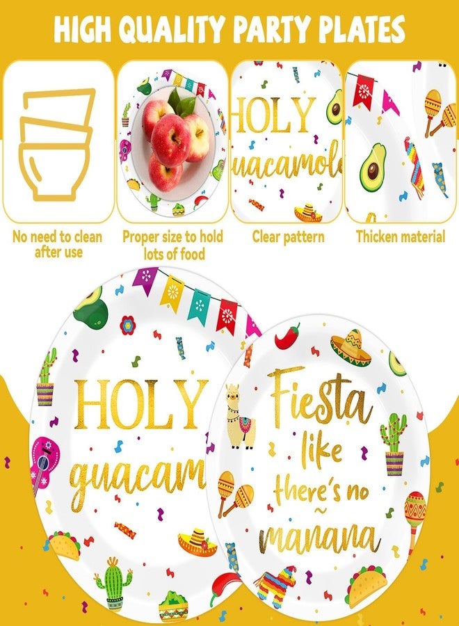 ojustbeok 48Pcs Mexican Fiesta Party Plates Taco Fiesta Party Decorations Dia De Los Muertos Tableware Parties Supplies Mexican Themed Dessert Plates for Boys Girls Colorful Parties Favor Serves 24 Guests - Image 3
