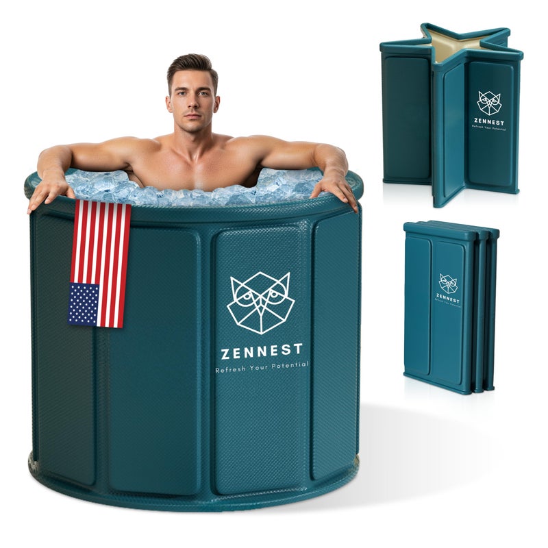 Zennest Foldable Portable Bathtub for Adults â€“ 2-in-1 Hot & Cold Plunge, 105-Gal Large Capacity Collapsible Bathtub Adult, 6-layer Insulated Portable Soaking tub - Space-saving Design - Image 1