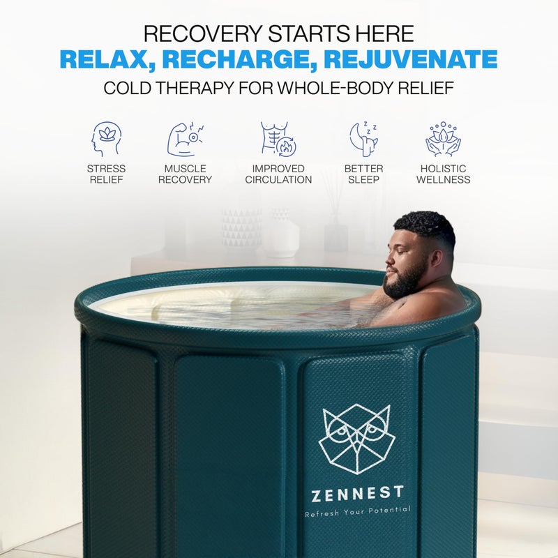 Zennest Foldable Portable Bathtub for Adults â€“ 2-in-1 Hot & Cold Plunge, 105-Gal Large Capacity Collapsible Bathtub Adult, 6-layer Insulated Portable Soaking tub - Space-saving Design - Image 4