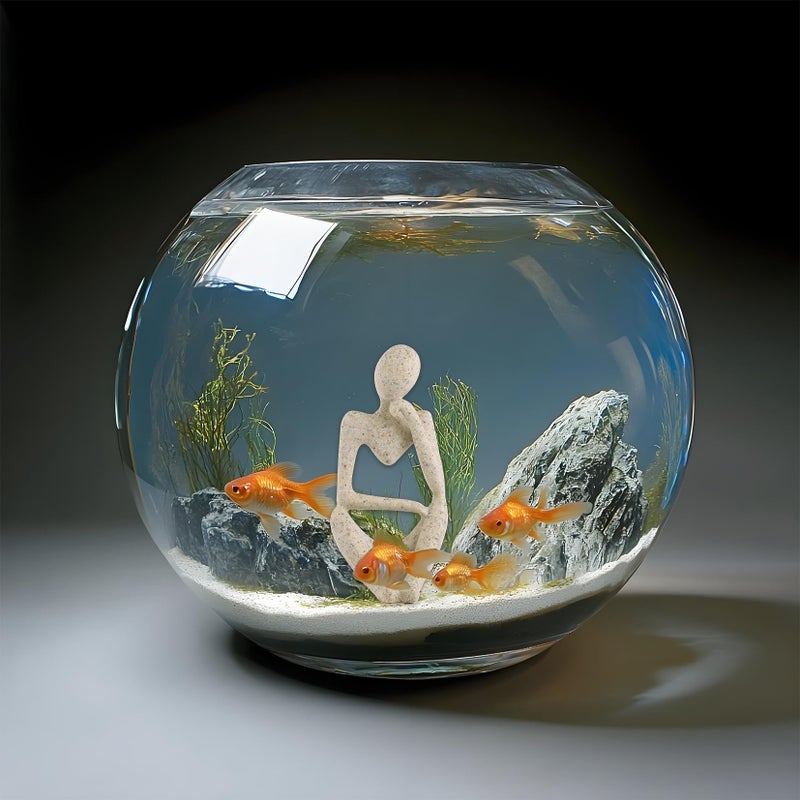 LIYAOLI Fish Aquarium Decor Ornaments Minimalist Sandstone Thinker Statue Fish Tank Decorations Small Accessories Resin Abstract Home Decor Fish Toy for Betta Cichlid Goldfish Shrimps Hermit Crabs Turtle - Image 2