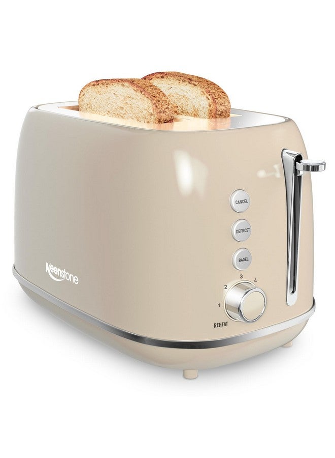 keenstone 2 Slice Stainless Steel Toaster Retro with 6 Bread Shade Settings, Bagel, Cancel, Defrost Function, 2 Slice Toaster with Extra Wide Slot, Removable Crumb Tray, Tauge  - Image 1