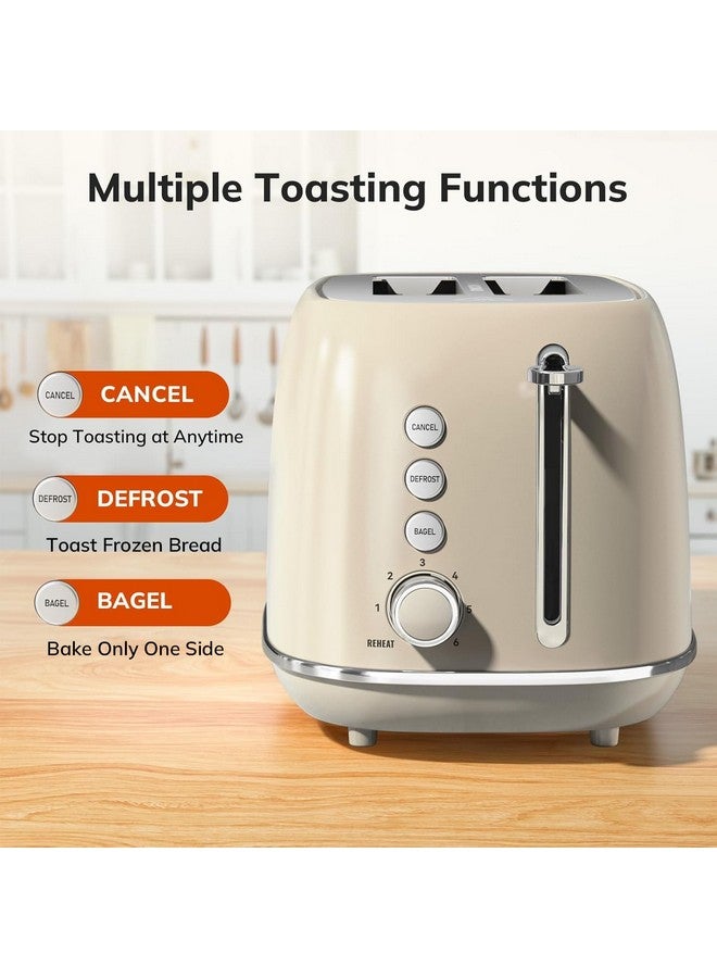 keenstone 2 Slice Stainless Steel Toaster Retro with 6 Bread Shade Settings, Bagel, Cancel, Defrost Function, 2 Slice Toaster with Extra Wide Slot, Removable Crumb Tray, Tauge  - Image 2