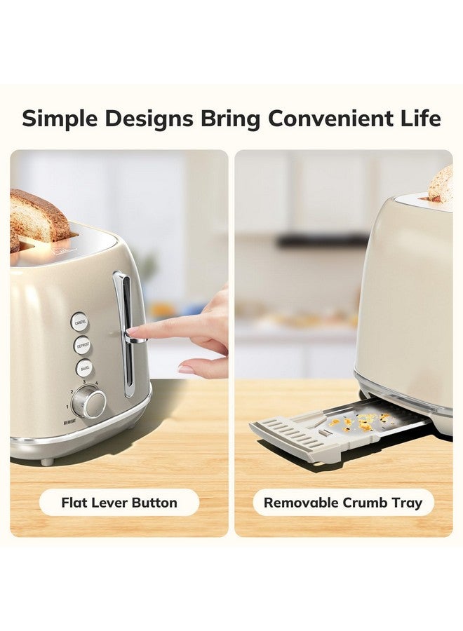keenstone 2 Slice Stainless Steel Toaster Retro with 6 Bread Shade Settings, Bagel, Cancel, Defrost Function, 2 Slice Toaster with Extra Wide Slot, Removable Crumb Tray, Tauge  - Image 5