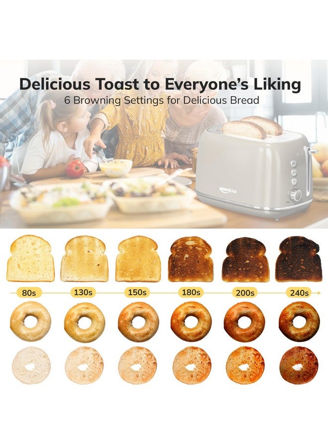 keenstone 2 Slice Stainless Steel Toaster Retro with 6 Bread Shade Settings, Bagel, Cancel, Defrost Function, 2 Slice Toaster with Extra Wide Slot, Removable Crumb Tray, Tauge  - Image 3