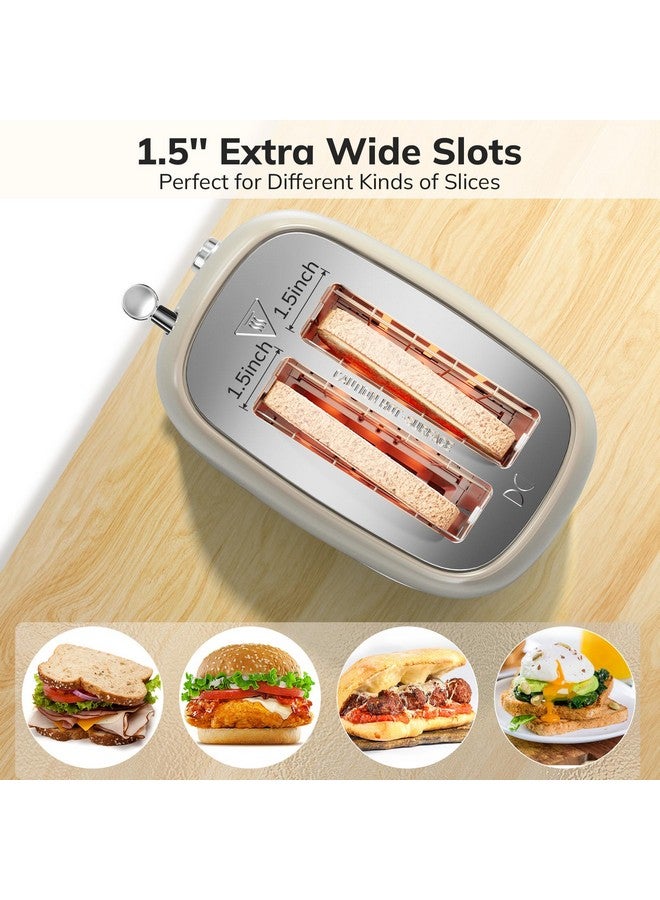 keenstone 2 Slice Stainless Steel Toaster Retro with 6 Bread Shade Settings, Bagel, Cancel, Defrost Function, 2 Slice Toaster with Extra Wide Slot, Removable Crumb Tray, Tauge  - Image 4