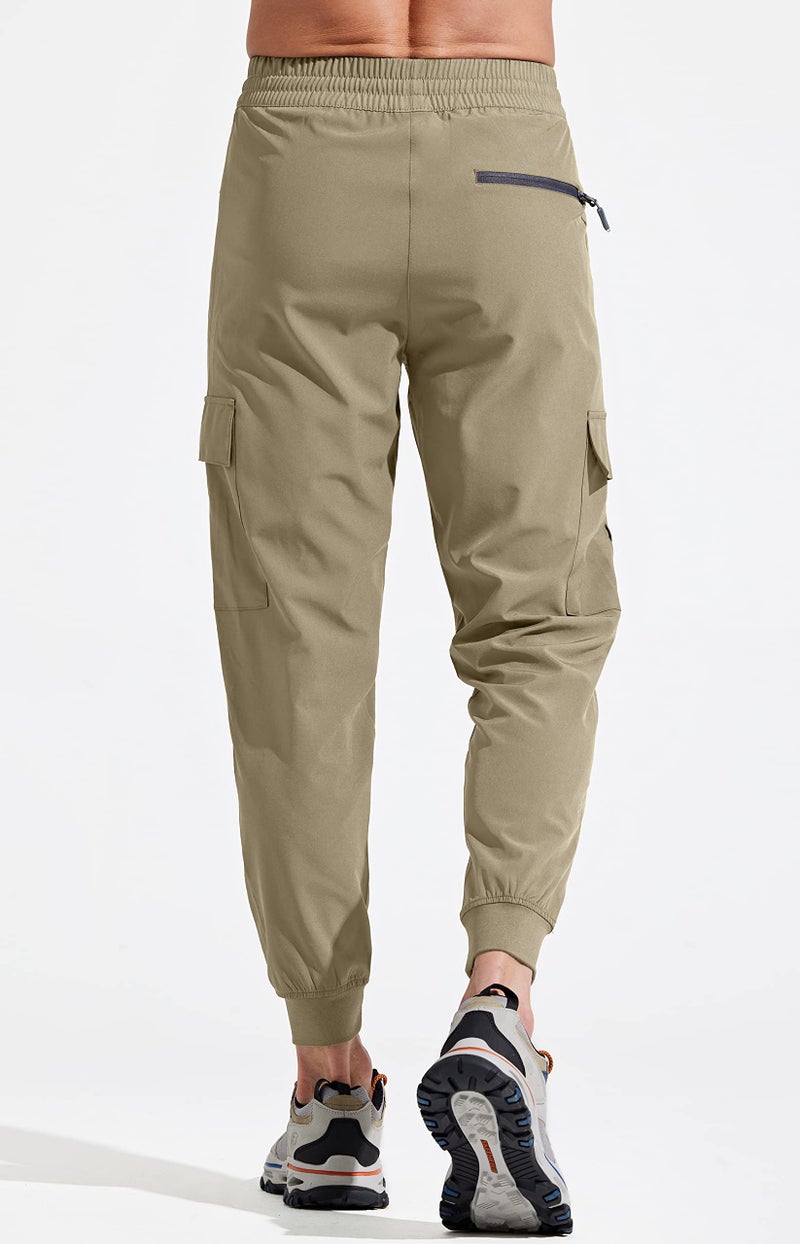 Libin Men's Lightweight Joggers Quick Dry Cargo Hiking Pants Track Running Workout Athletic Travel Golf Casual Outdoor, Khaki XL - Image 2