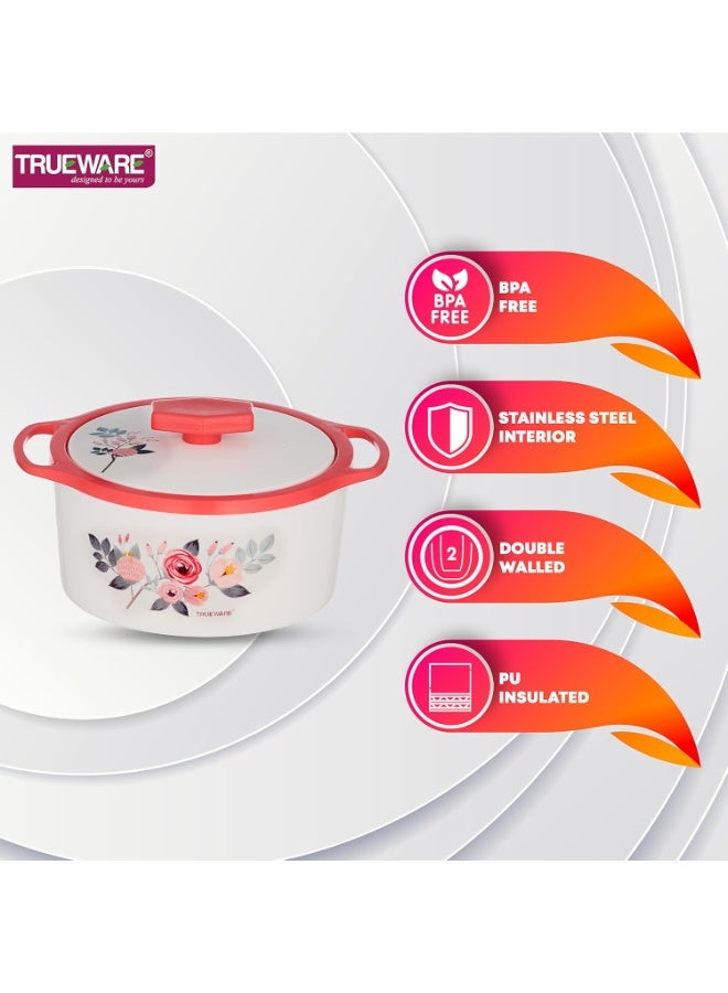 Trueware طاجن ترووير فلورا | 2000 مل | طاجن حراري | خالٍ من مادة BPA | هيكل داخلي من الفولاذ وهيكل خارجي من البلاستيك | معزول بمادة البولي يوريثان | خالٍ من مادة BPA | آمن للاستخدام مع الطعام | مثالي لتحضير الشاباتي والروتي وصنع اللبن الرائب والطبخ الساخن - Image 2
