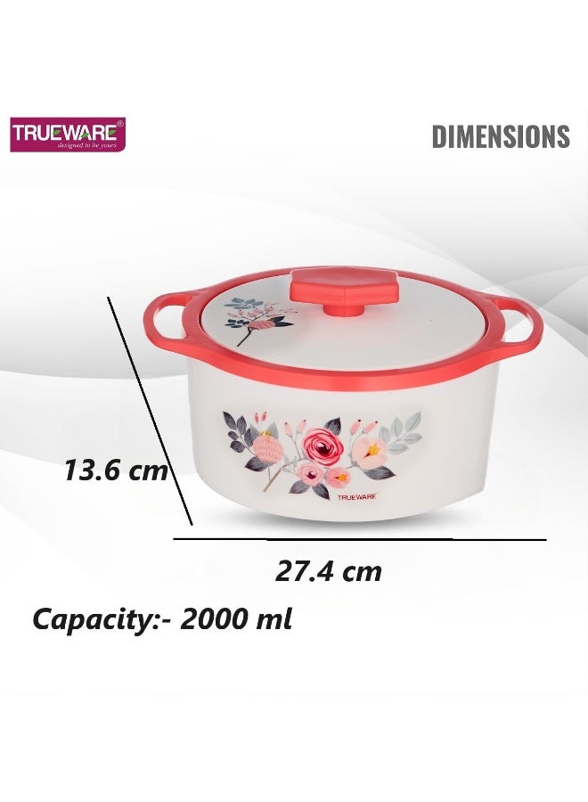 Trueware طاجن ترووير فلورا | 2000 مل | طاجن حراري | خالٍ من مادة BPA | هيكل داخلي من الفولاذ وهيكل خارجي من البلاستيك | معزول بمادة البولي يوريثان | خالٍ من مادة BPA | آمن للاستخدام مع الطعام | مثالي لتحضير الشاباتي والروتي وصنع اللبن الرائب والطبخ الساخن - Image 3