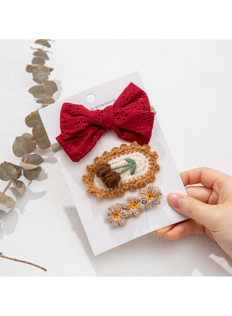 D'Daniela Angela Ribbon Bow Clip Set For Babies and Girls - Burgundy - Image 3