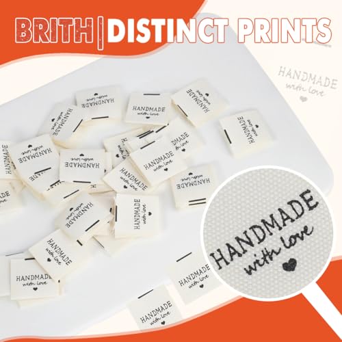 TOGETRUE 100pcs Sewing Labels for Handmade Items, Durable Fabric Woven Tags with Handmade with Love Text, Sewing Labels for Crochet, Knitting, Sewing Projects and DIY Crafts - Image 3
