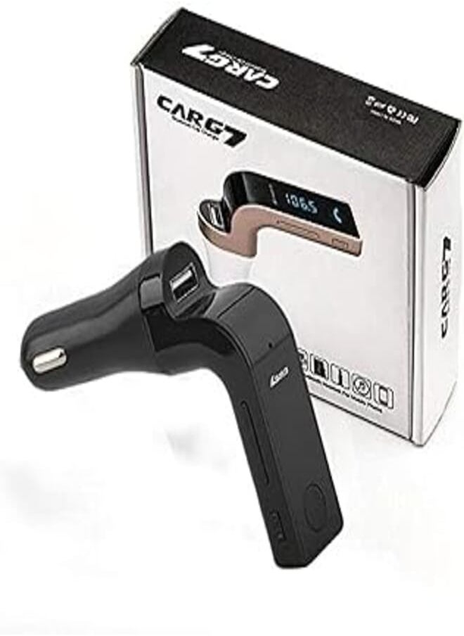CARG7 Carg7 جهاز إرسال FM MP3 عالمي للسيارة لاسلكي يعمل بالبلوتوث متوافق مع الهواتف المحمولة الذكية - أسود 