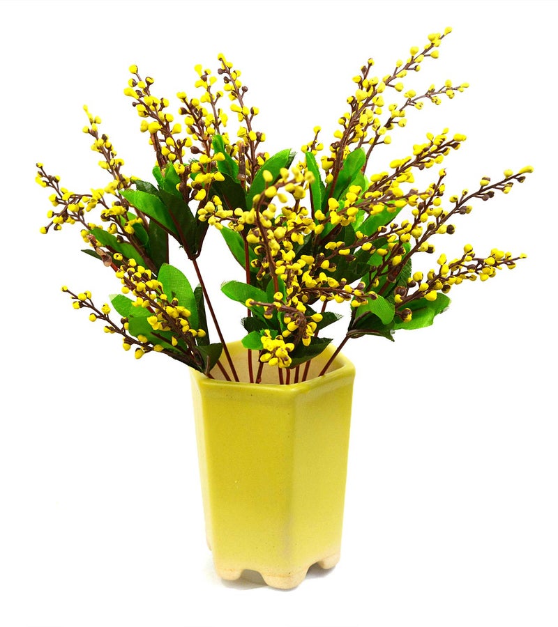 DecoreBugs DecoreBugs Pair of Artificial Plant Bunches Beads Leaves Bunch Without Pot Set of 2 Height 32 cms 125 Inch Artificial Flowers for Decoration Artificial Plants for Home Decor Home Decor Items  - Image 1
