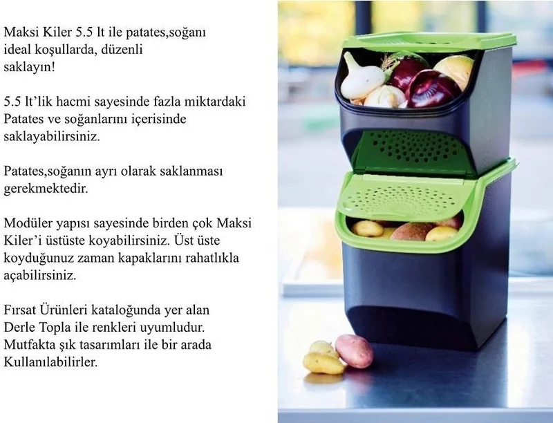Tupperware Pantry Set of 2 Maxi Midi Potato and Onion Storage Containers Hsgl