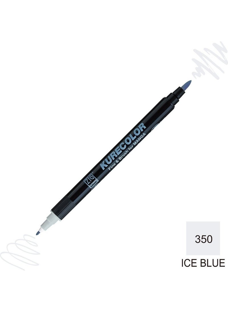 Zig Kurecolor Mangaka Fine&brush Double-Sided Pen CNKC-2200 No 350 Ice Blue  - Image 4