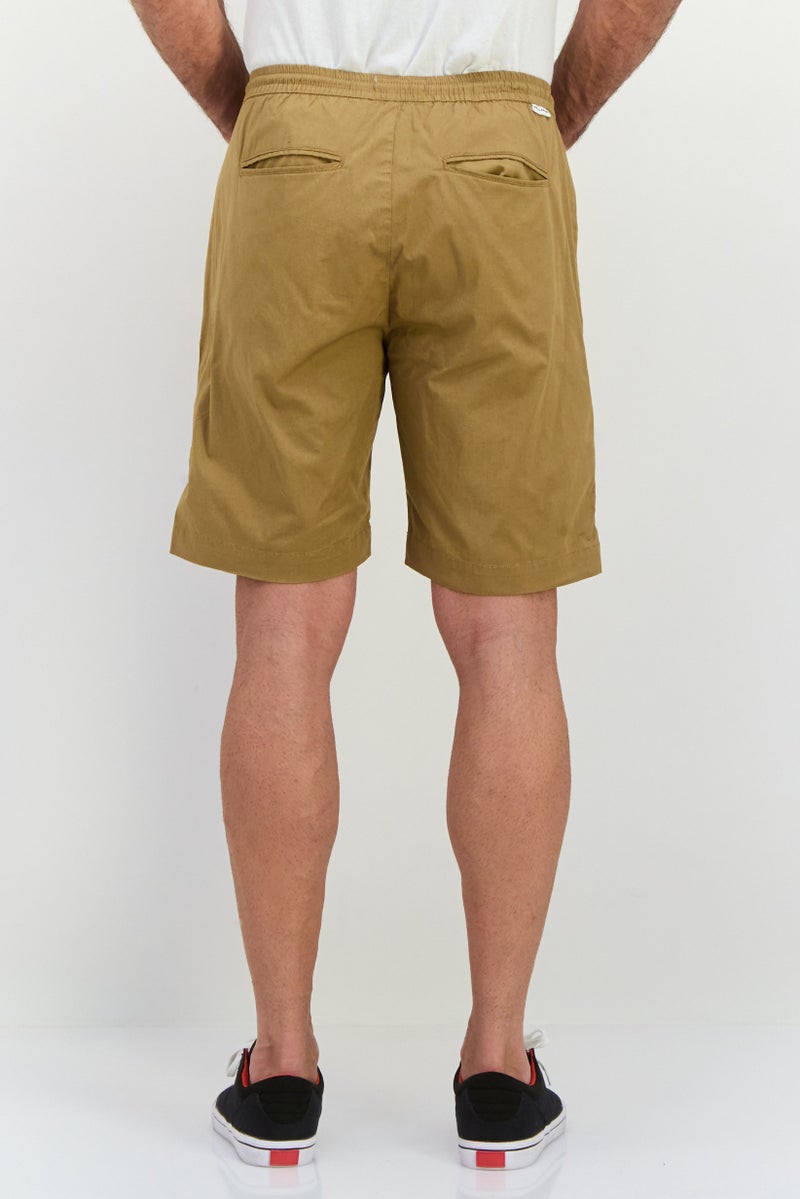 Gazzarrini Men Regular Fit Plain Chino Shorts, Light Brown - Image 3