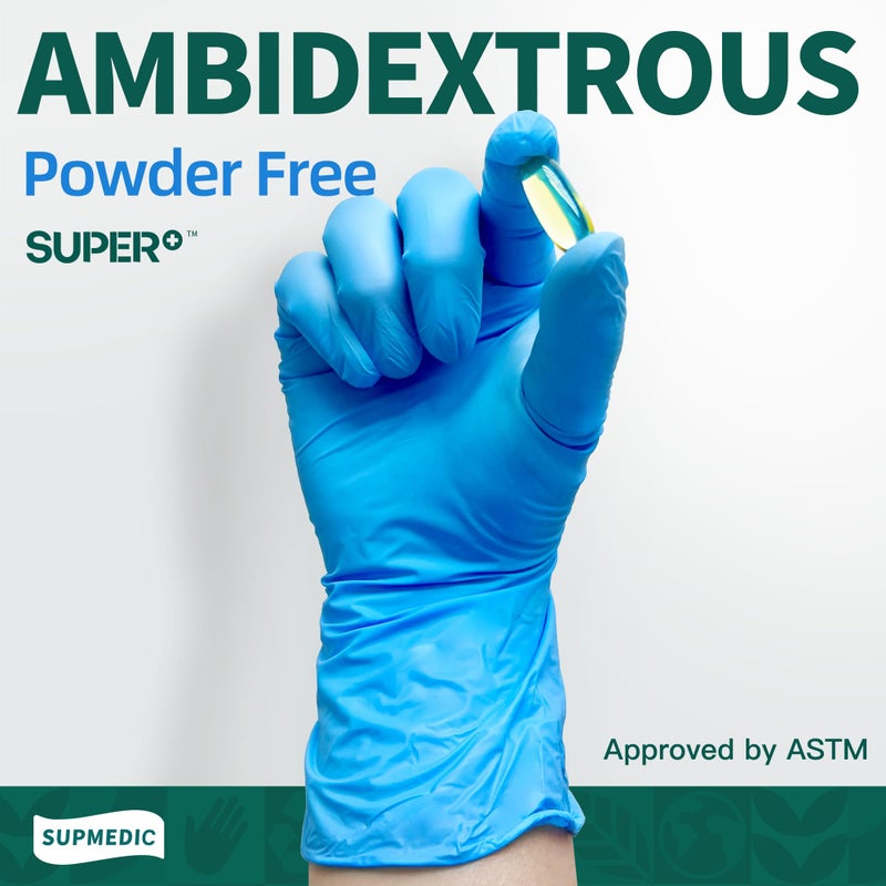 Supmedic Vinyl Disposable Exam Gloves, 4 Mil Powder-Free Latex-Free Food Grade Cooking Cleaning Medical Glove, Blue 100 Pcs (Large) - Image 3