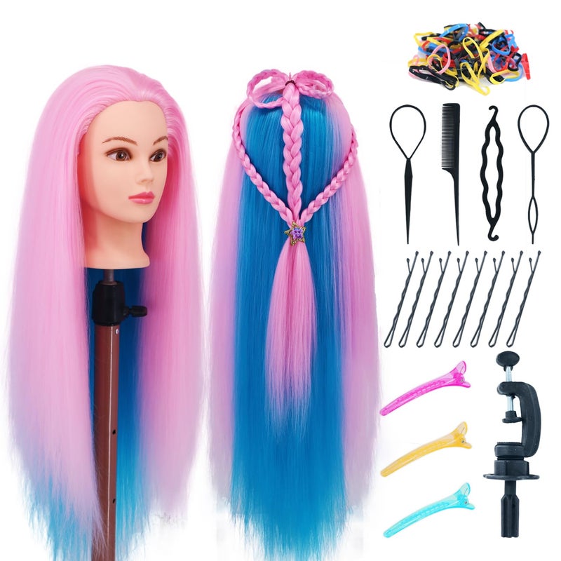 Eumos Mannequin Head with Hair 29 Cosmetology Doll Head for Hair Styling to Practice on Hairdressing Training Braiding Heads with Clamp Holder kit - Image 2