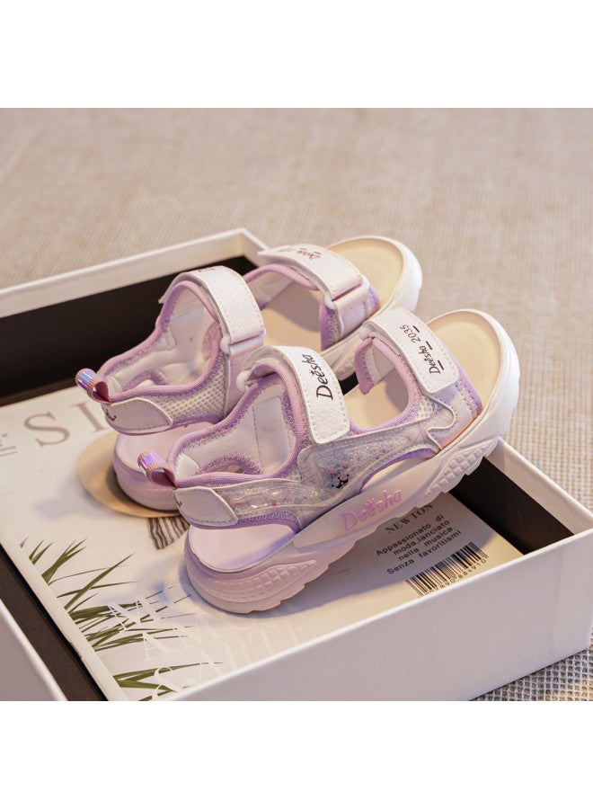 DEESHA Lightweight And Comfortable】girls' Fashion Versatile Breathable Hook-and-loop Children's Casual Sports Sandals Princess Style Sandals - Image 3