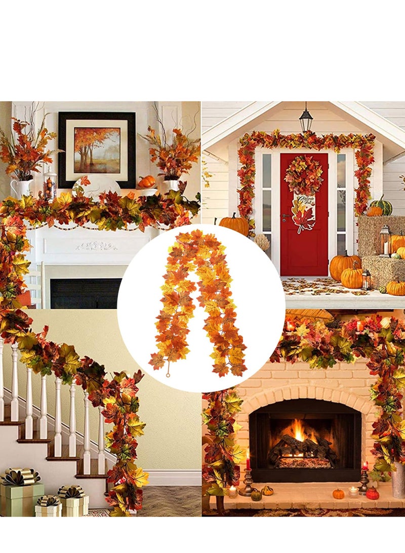 Mordely Fall Garland Outdoor 1PCS 5.7ft. Realistic Bilateral Maple Fall Leaves Decor Portable Hanging Thanksgiving Decor Reusable Fall Vines for Party Home Fireplace Party - Image 3