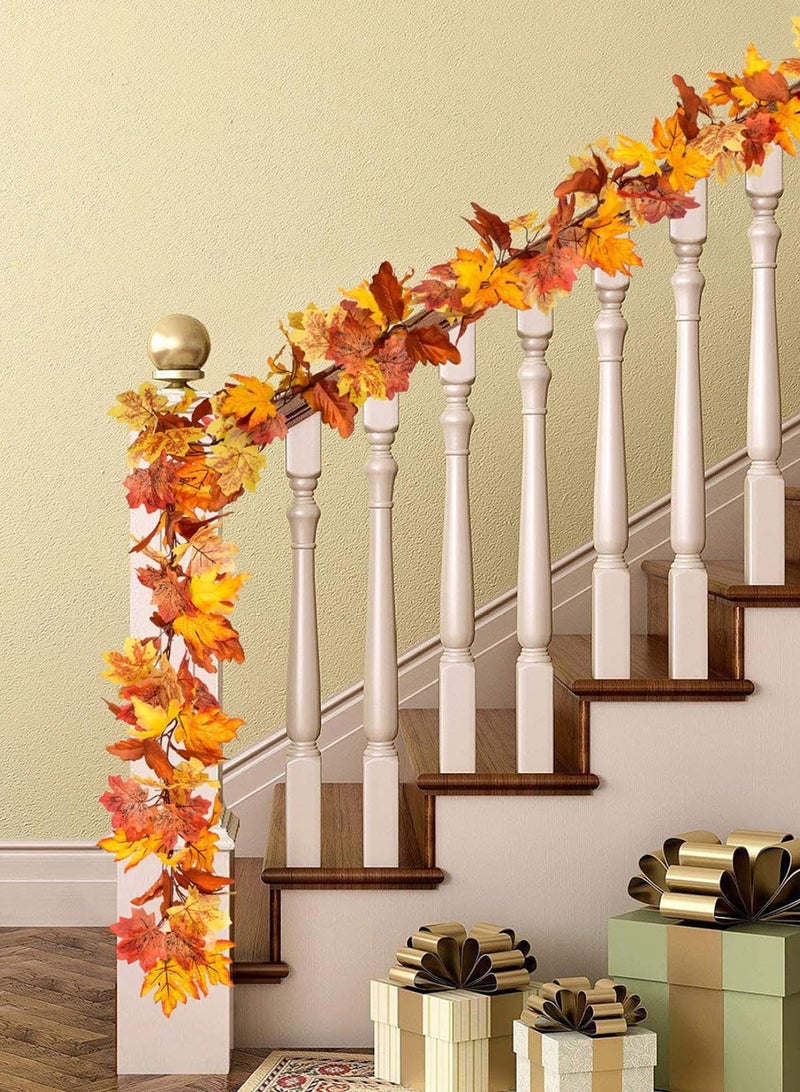 Mordely Fall Garland Outdoor 1PCS 5.7ft. Realistic Bilateral Maple Fall Leaves Decor Portable Hanging Thanksgiving Decor Reusable Fall Vines for Party Home Fireplace Party - Image 4
