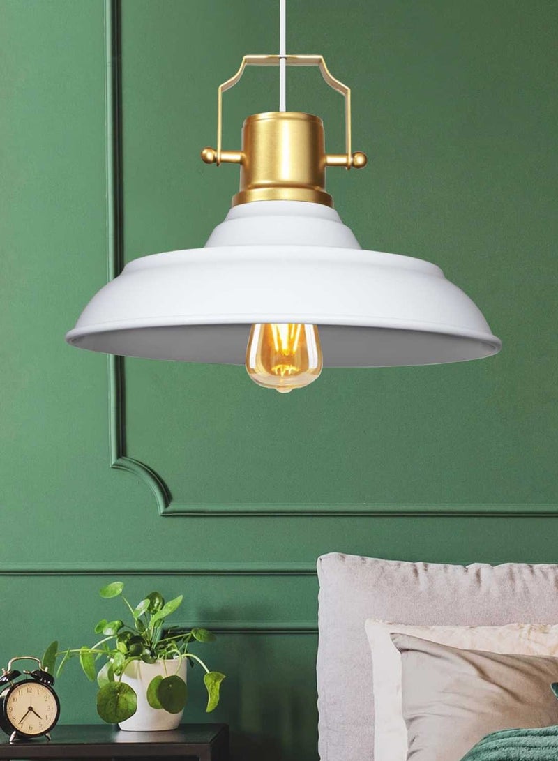 White Metal Ceiling Lamp with Retro Golden Details – Stylish and Modern Light Fixture - Image 2