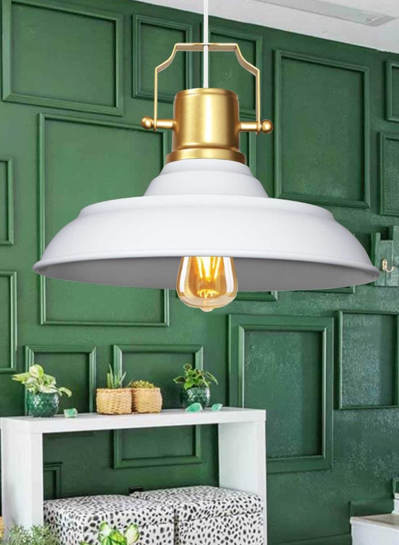 White Metal Ceiling Lamp with Retro Golden Details – Stylish and Modern Light Fixture - Image 3