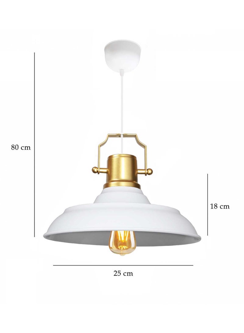 White Metal Ceiling Lamp with Retro Golden Details – Stylish and Modern Light Fixture - Image 1