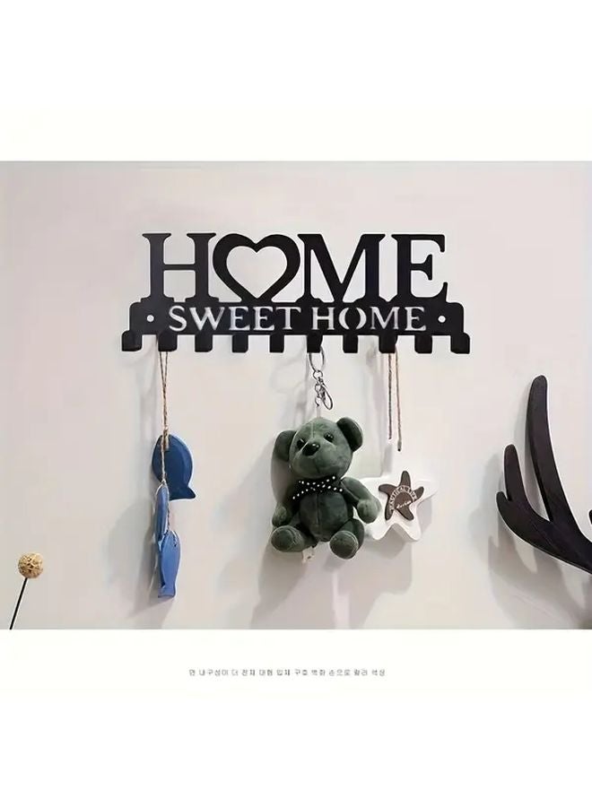Black Wall Mounted Key Holder With Home Label Heart Cutouts Rust Resistant - Image 5