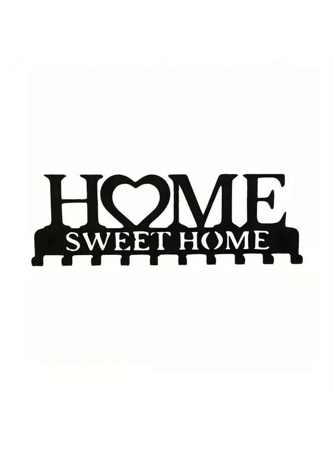 Black Wall Mounted Key Holder With Home Label Heart Cutouts Rust Resistant - Image 1