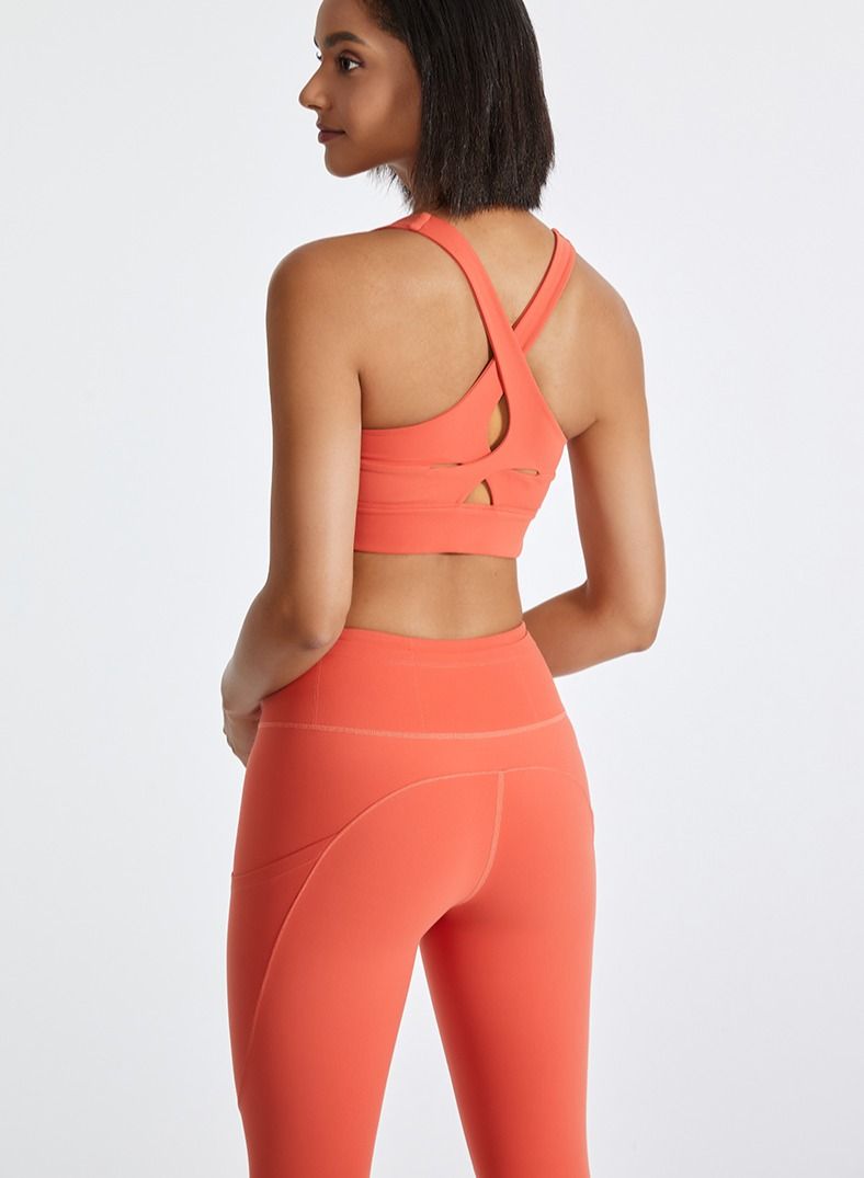Loquat Yoga Sports Running Fitness Tops Orange  - Image 2