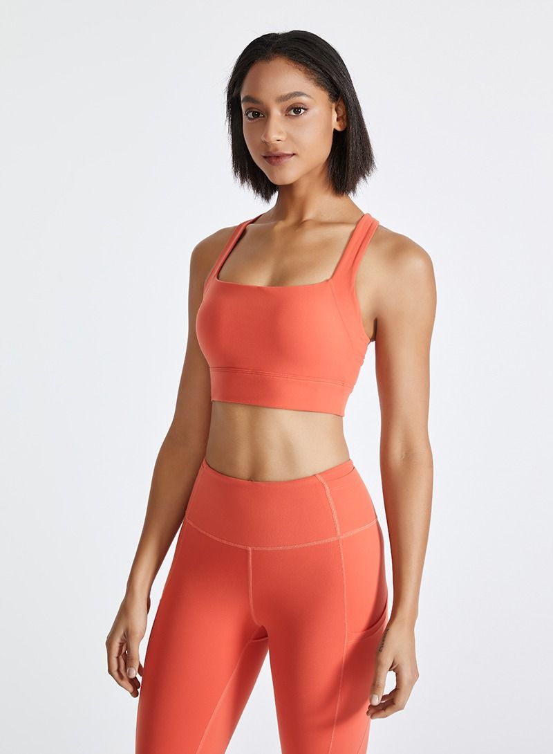 Loquat Yoga Sports Running Fitness Tops Orange  - Image 1