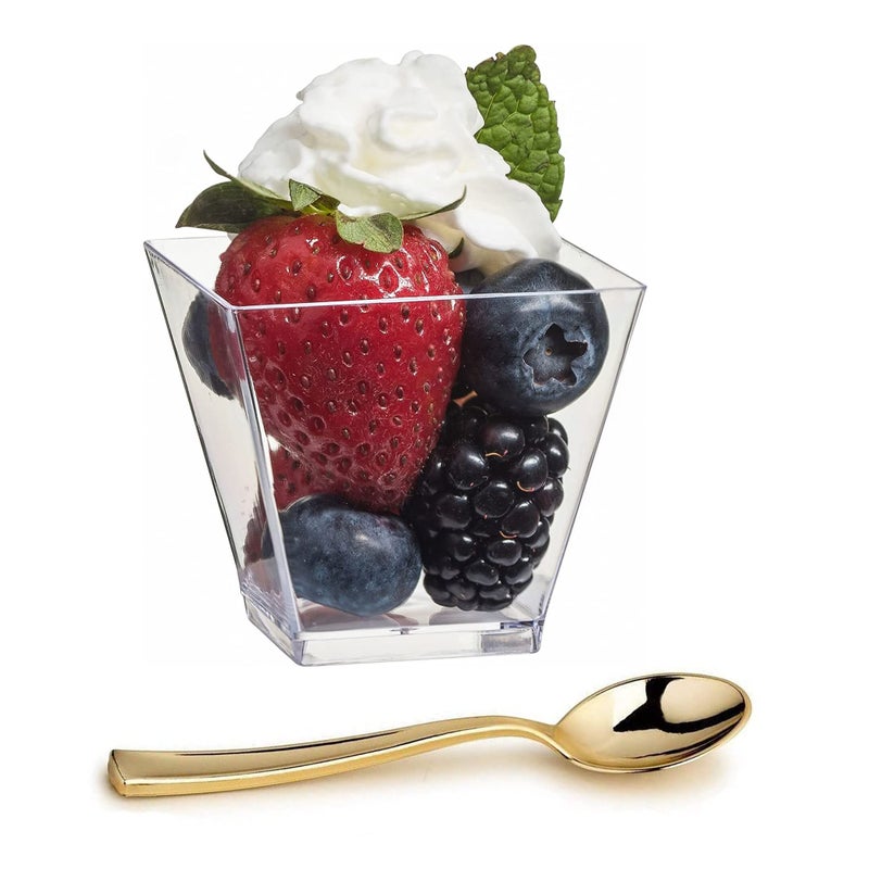 Zappy Elegant Square Mini Cube 2oz Clear Tasting Sample Shot Glasses 40 Ct Dessert Cups