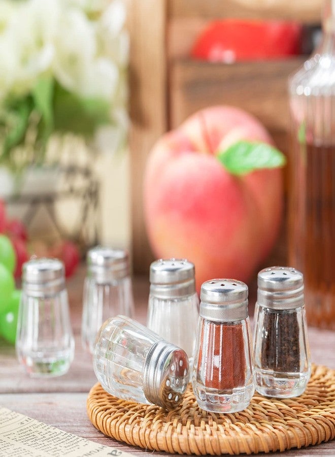 ميمورو عبوة من 100 قطعة من هزازات الملح والفلفل الصغيرة، حوامل زجاجية كبيرة للملح والفلفل، هزازة صغيرة شفافة لجبنة البارميزان، موزعات صغيرة بتصميم كلاسيكي مع 10 قمع بلاستيكي صغير، 100 بطاقة تعريف، 100 حبل. - Image 5