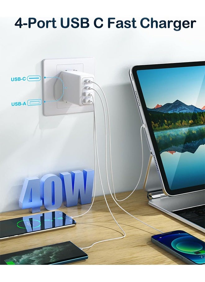 X-level 2 Pack iPhone 16 Fast Charger Cable with Plug 40W 4-Port Fast Charger for iPhone 16 Pro/16 Pro Max/15/15 Pro/14/14 Pro/13/13 Pro/12/12 Pro/11/11 Pro/10/XR,Apple USB C to Lightning/C Charging Cable and Plug Power Adapter  - Image 2