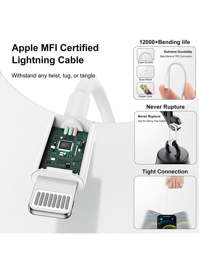 X-level 2 Pack iPhone 16 Fast Charger Cable with Plug 40W 4-Port Fast Charger for iPhone 16 Pro/16 Pro Max/15/15 Pro/14/14 Pro/13/13 Pro/12/12 Pro/11/11 Pro/10/XR,Apple USB C to Lightning/C Charging Cable and Plug Power Adapter  - Image 5