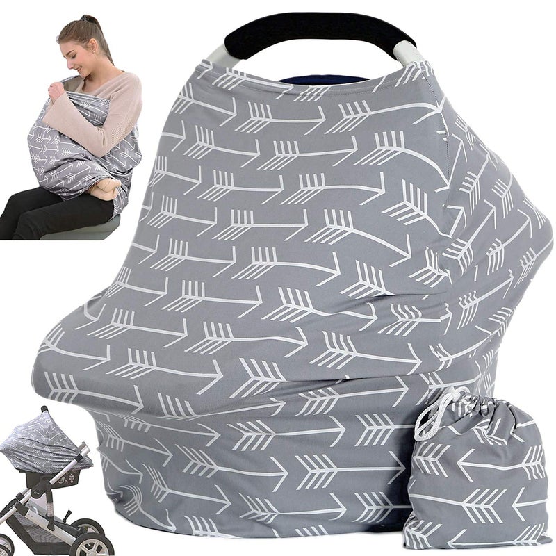 Hicoco Car Seat Canopy Breastfeeding Cover - Multi Use Baby Stroller And Carseat Cover  Breastfeeding Covers  Boys And Girls Shower Gifts (Classical Arrows) - Image 1