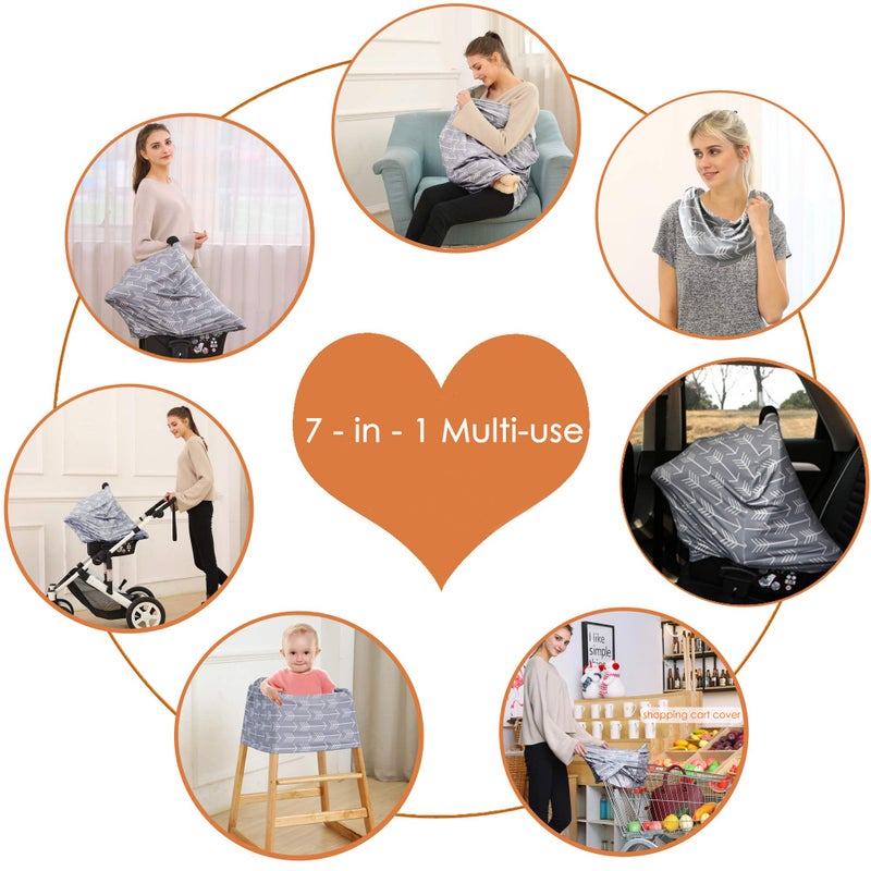 Hicoco Car Seat Canopy Breastfeeding Cover - Multi Use Baby Stroller And Carseat Cover  Breastfeeding Covers  Boys And Girls Shower Gifts (Classical Arrows) - Image 4