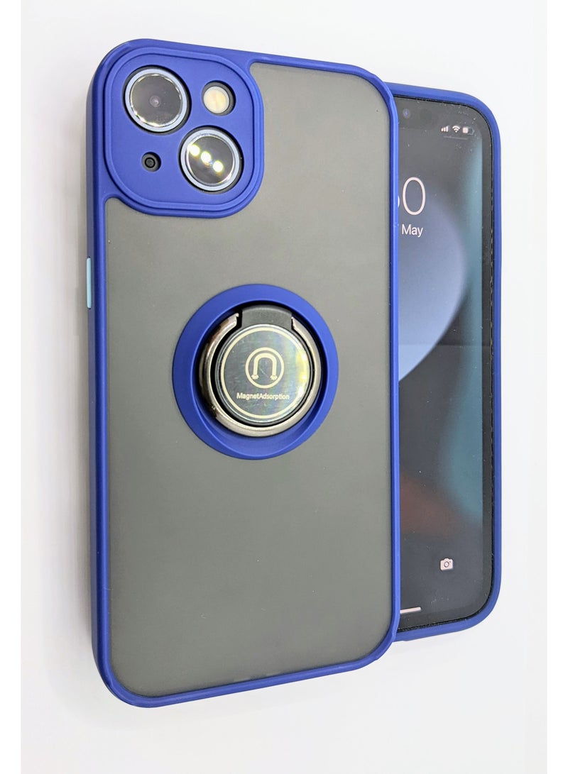 iPhone 13 Case, Protective Back Cover Ring with Magnet Case for iPhone 13 Blue 6.1"