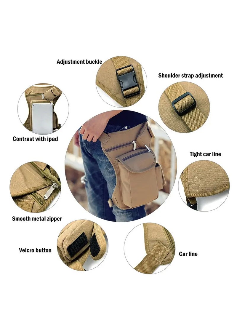 Loquat Multi-functional Canvas Waist Bag,Tactical Drop Leg Bag Utilitary Water Resistant Pouch Cross Over Leg Rig Thigh Pack for Motorcycle Cycling Riding Outdoors Camping - Image 5
