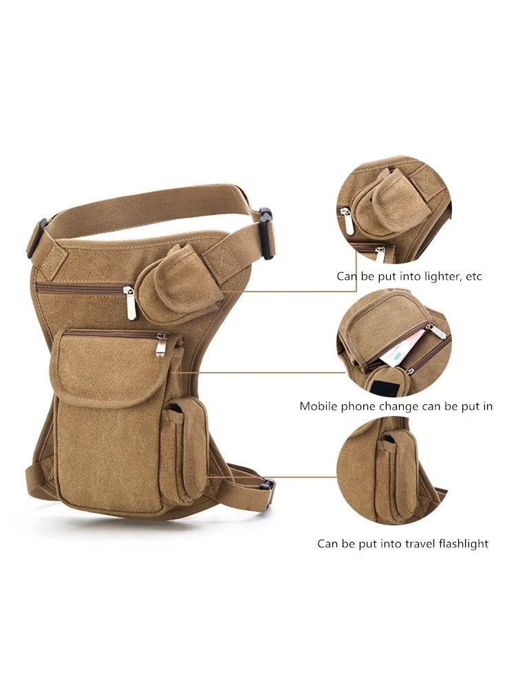 Loquat Multi-functional Canvas Waist Bag,Tactical Drop Leg Bag Utilitary Water Resistant Pouch Cross Over Leg Rig Thigh Pack for Motorcycle Cycling Riding Outdoors Camping - Image 3