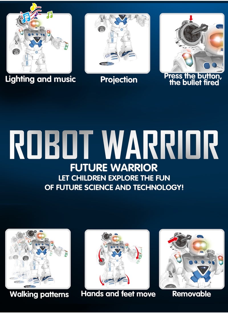 null - Hero President Robot Warrior Toy – Interactive Light & Sound Walking Robot with Shooting & Projection - Image 1