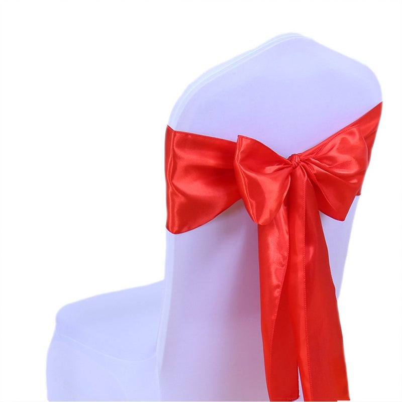 SINSSOWL Pack of 50 Satin Red Chair Sashes for Wedding  SINSSOWL Chair Bows 7x108 Inches Chair Ribbons Fitting Birthday Party Anniversary Events Bridal Baby Shower Chair Decorations 
